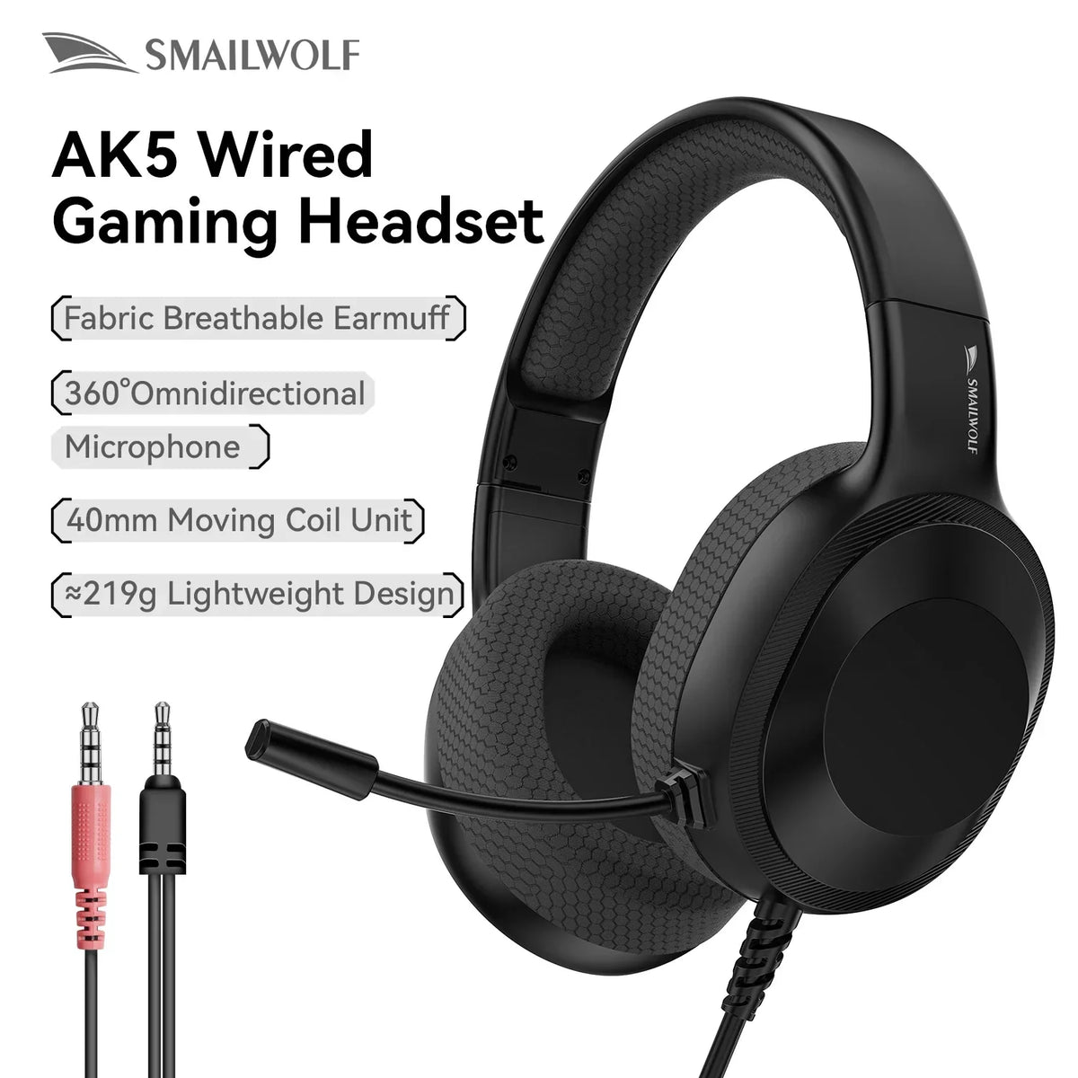 Gaming Headset Wired Lightweight With Omnidirectional Mic Black - Tophatter Daily Deals
