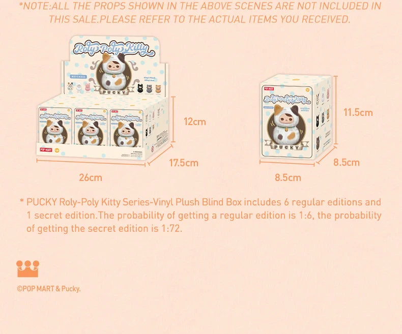 Genuine Pop Mart Pucky Roly-Poly Kitty Series - Vinyl Plush Blind Box Animals - Tophatter Daily Deals