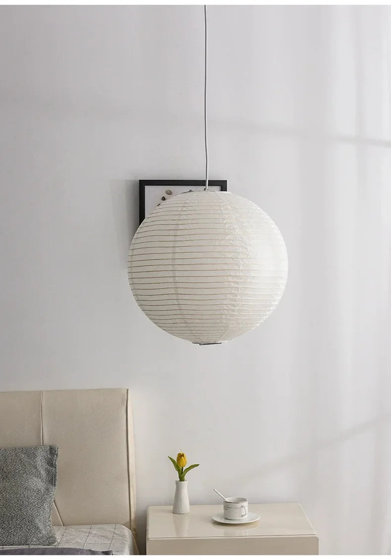 Japandi Wabi Sabi Round Pendant Light E27 LED Hanging Cozy Lamp - Tophatter Daily Deals