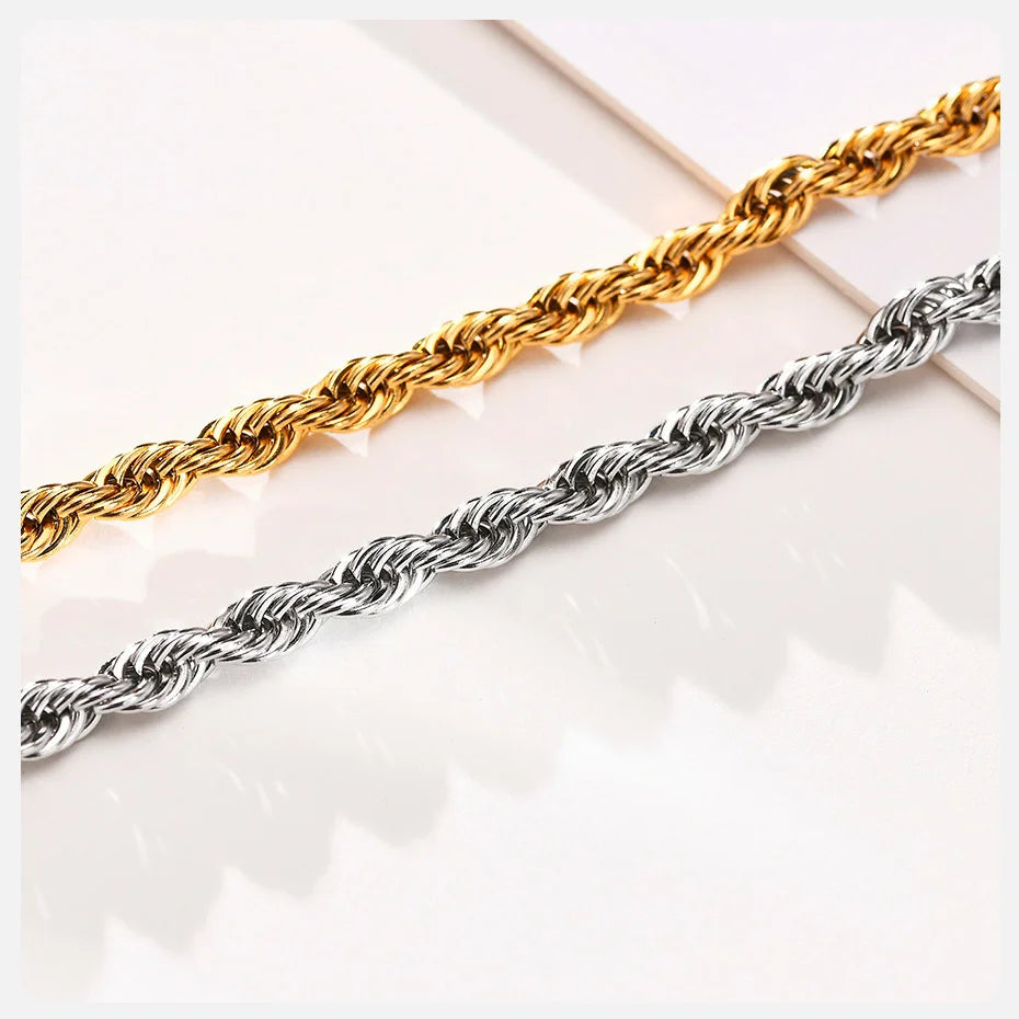 Stainless Steel Rope Chain Bracelet Twisted Singapore - Tophatter Daily Deals