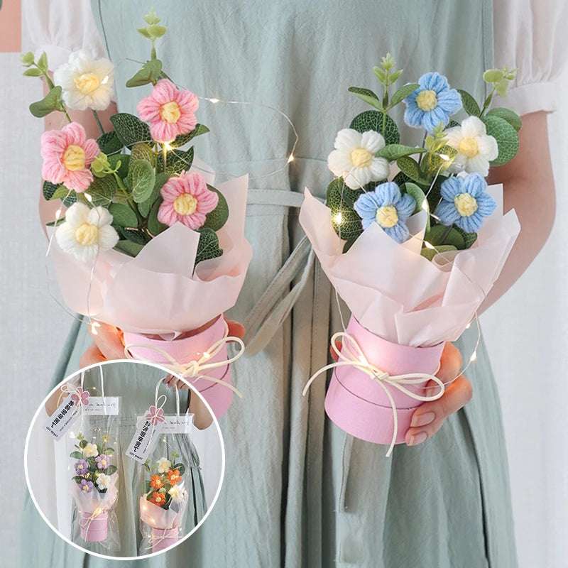 Flower Crochet Handmade Knitted Bouquet Flowers - Tophatter Daily Deals