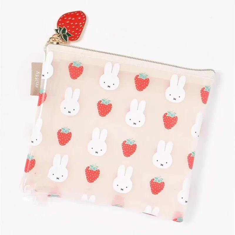Miffy Strawberry Transparent PVC Zipped Case Short Cream Animals - Tophatter Daily Deals