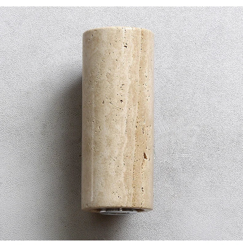 Japandi Yellow Marble LED Wall Sconce Wabi Sabi Bedside Light - Tophatter Daily Deals