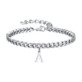 Initials Cuban Link Bracelet Stainless Steel Adjustable A - Tophatter Daily Deals