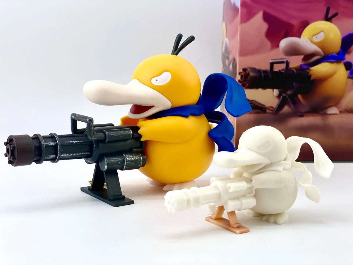 Pokemon Psyduck Gatling Gun Anime Figure Cross Dressing Toys PVC Statue Model Collection Decor Creative Peripheral Birthday Gift - Tophatter Daily Deals