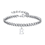 Initials Cuban Link Bracelet Stainless Steel Adjustable E - Tophatter Daily Deals