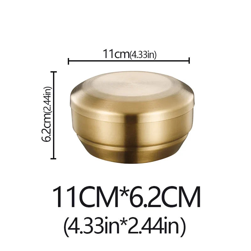 Stainless Steel Double Layer Rice Bowl With Lid Insulated gold-S-With lid - Tophatter Daily Deals