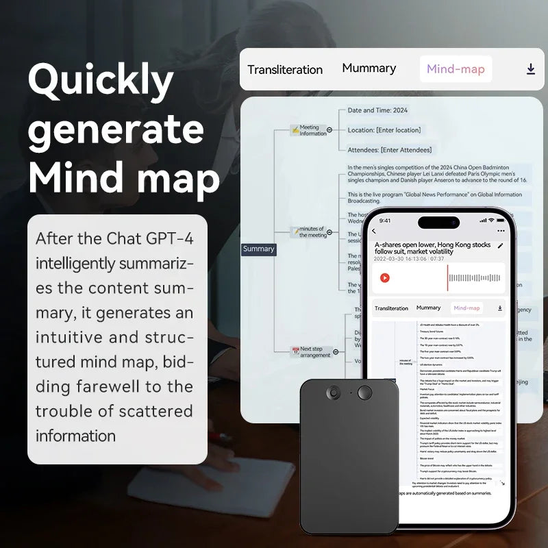 AI Voice Recorder With Real Time Transcribe 58 Languages - Tophatter Daily Deals