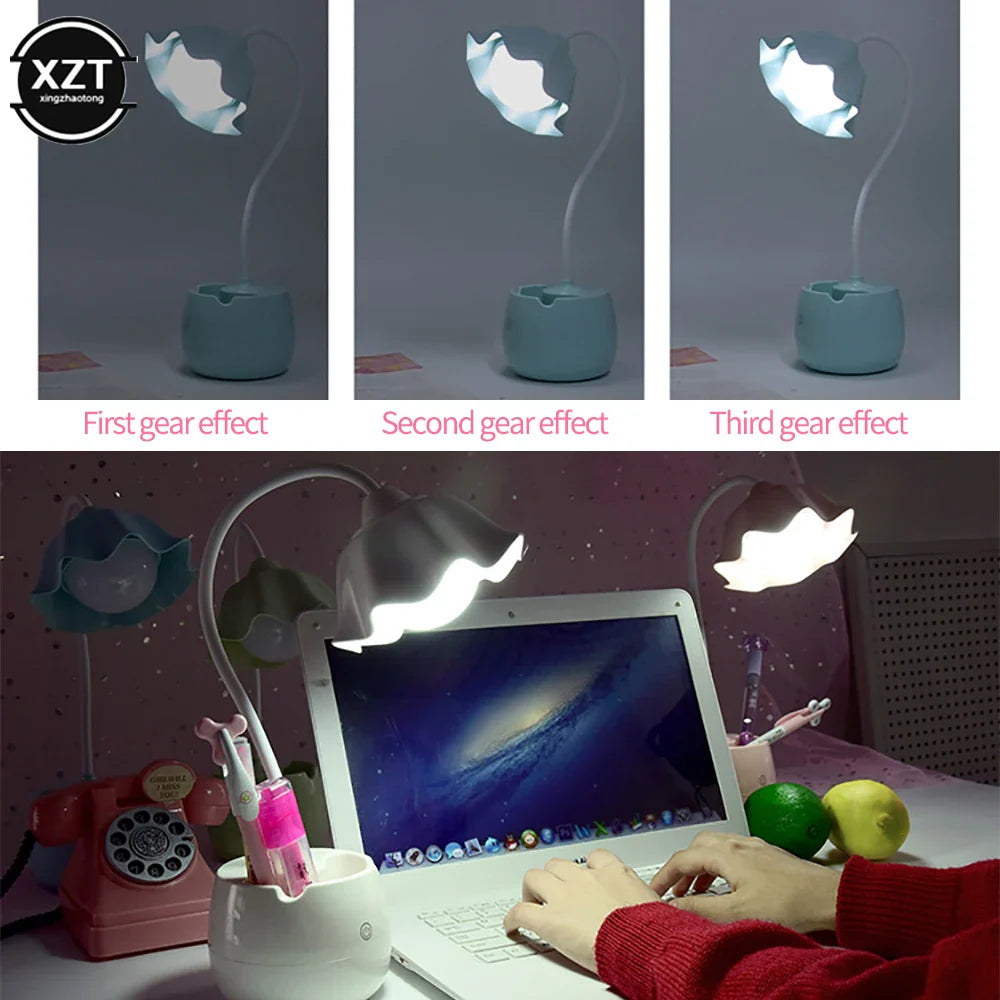 Flower LED Night Light Pen Pot Holder Lamp Pink Flowers - Tophatter Daily Deals