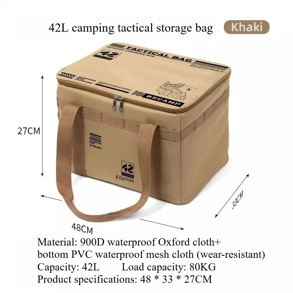 42L Camping Tactical Storage Bag Khaki Camping & Hiking - Tophatter Daily Deals