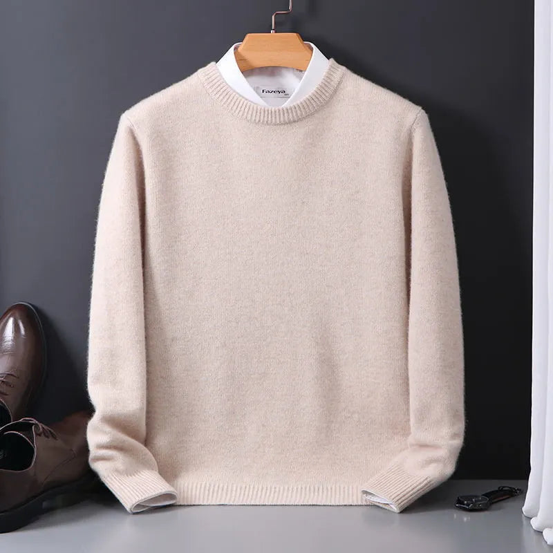 Soft Men's Cashmere Sweater - Crew Neck, Cashmere, Office Beige - Tophatter Daily Deals