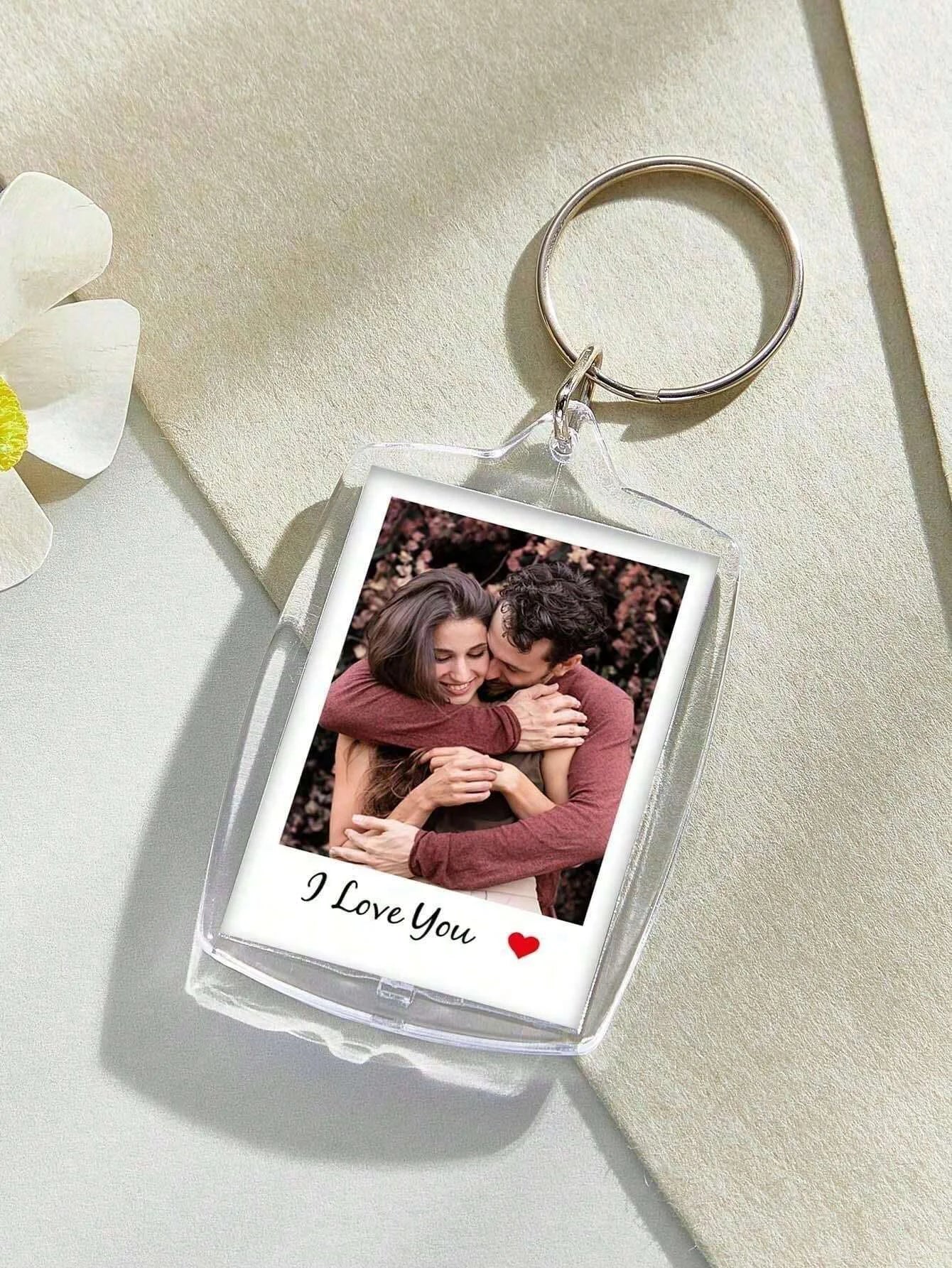 Custom Photo And Text Keychain, Personalized Acrylic Keychain, Couple Keychain, Birthday's Gift, Anniversaries, Couples Gift. - Tophatter Daily Deals