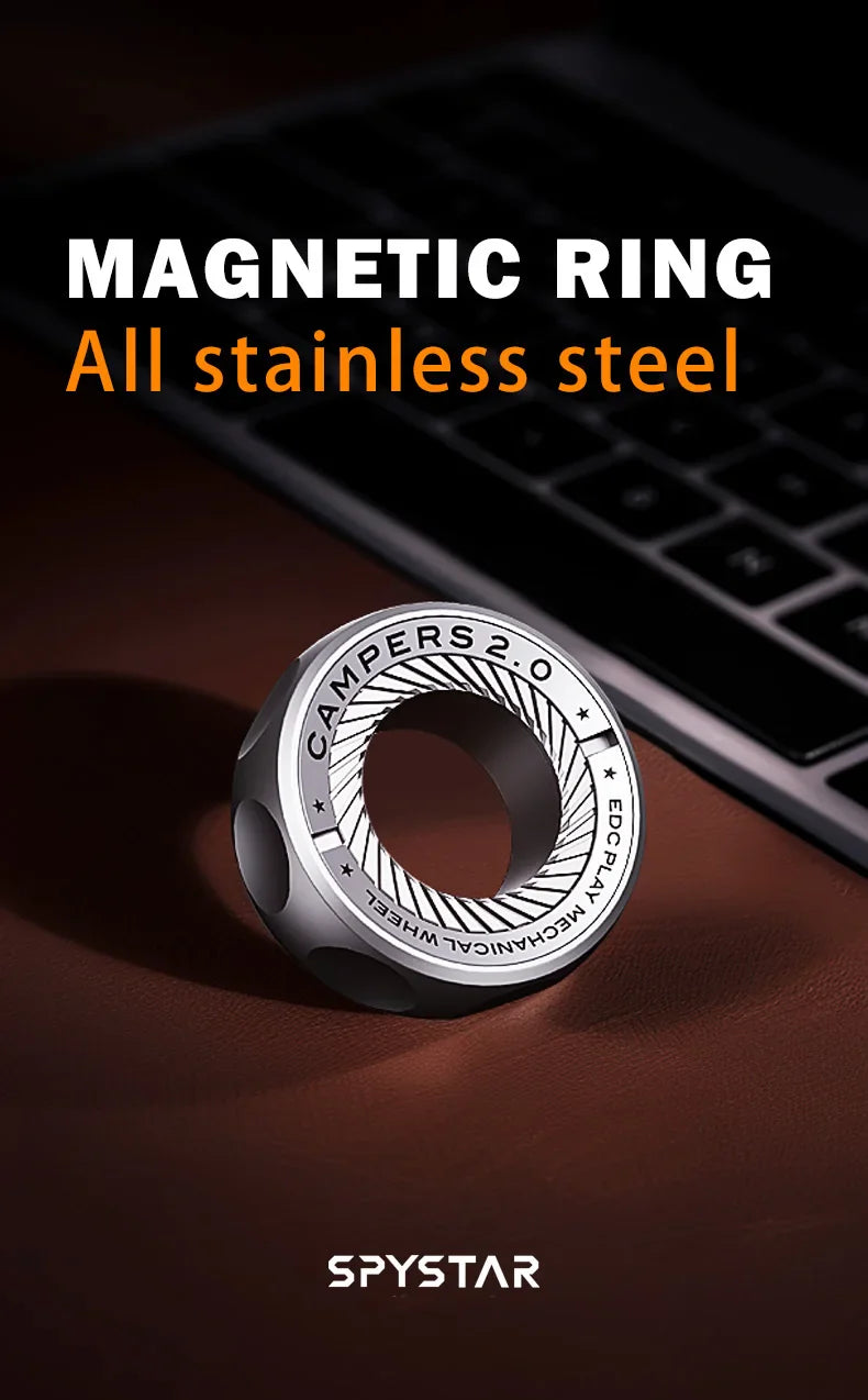 Magnetic Ratchet Fidget Ring Stainless Steel EDC Gift - Tophatter Daily Deals