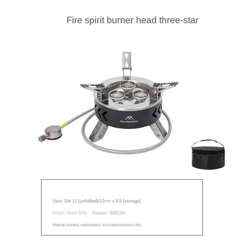 Camping Gas Stove 6800W Three-Star Black Camp Cooking - Tophatter Daily Deals