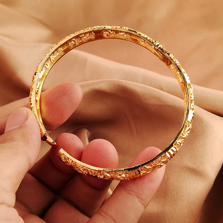 Gold Color Bangle Openwork Wedding Bracelet Dubai Style - Tophatter Daily Deals