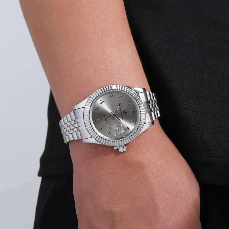 Men's Stainless Steel Date Watch Casual Business Style - Tophatter Daily Deals
