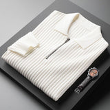 Fitted Classic Men's Pullover - Polo Half Zip, Ribbed Knit White - Tophatter Daily Deals