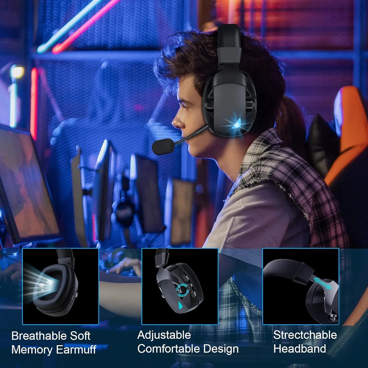 Wireless Gaming Headset Detachable Mic Multi Mode Comfort - Tophatter Daily Deals