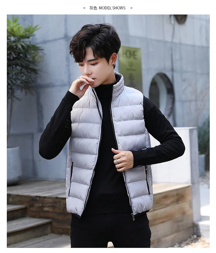 Insulating Men's Puffer Vest - Quilted Cotton Blend, Winter - Tophatter Daily Deals