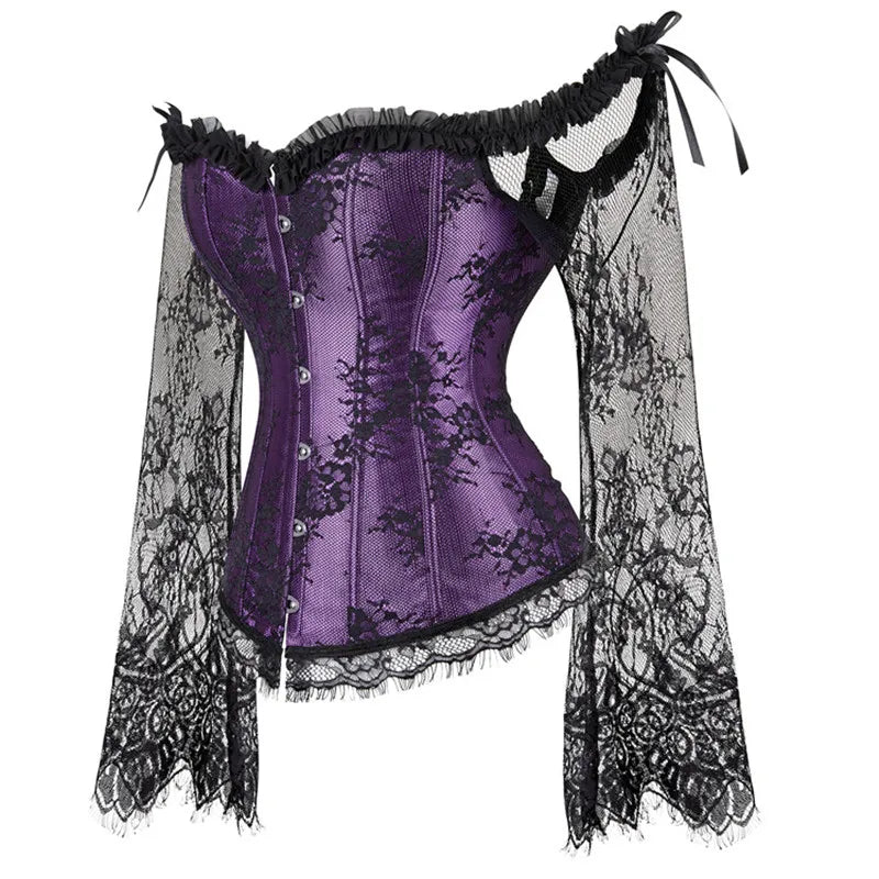 Supportive Women's Corset Top - Off Shoulder, Lace Satin - Tophatter Daily Deals