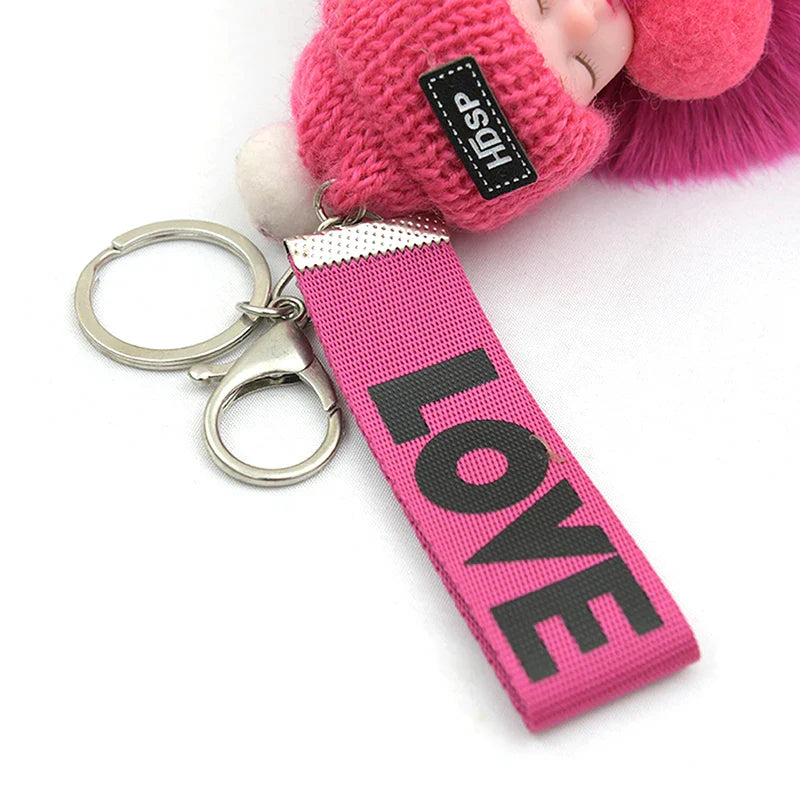Pompom Sleeping Baby Keychain Plush Bag Charm Cute Gift - Tophatter Daily Deals