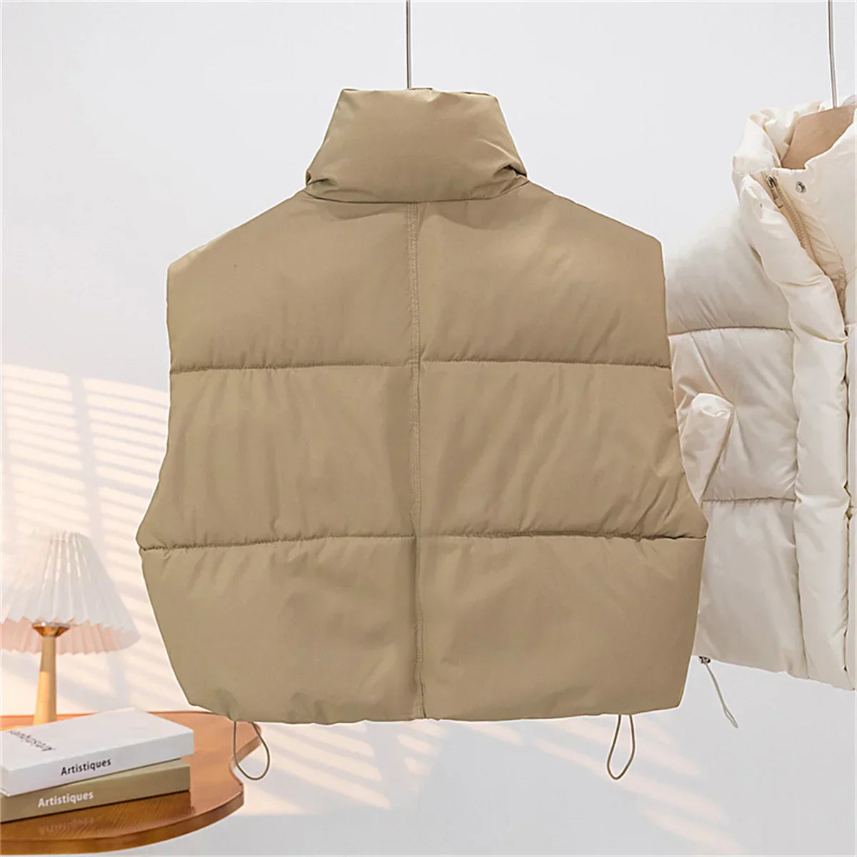 Warm Women Short Down Vest - Stand-Up Collar, Winter - Tophatter Daily Deals