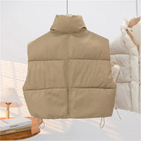 Warm Women Short Down Vest - Stand-Up Collar, Winter - Tophatter Daily Deals