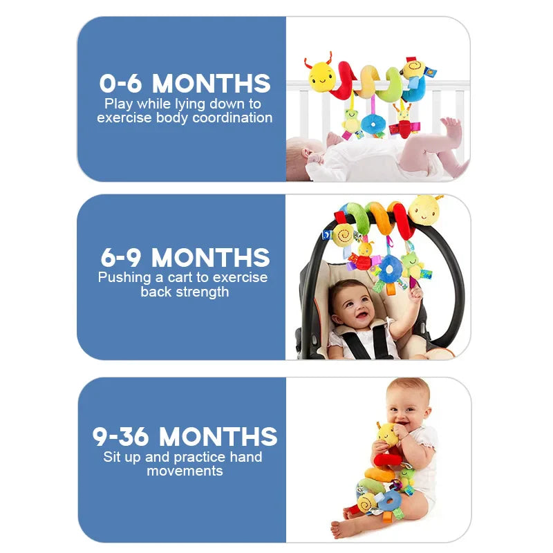 Baby Hanging Car Seat Toy With Squeaker Rattles 0 To 12M - Tophatter Daily Deals