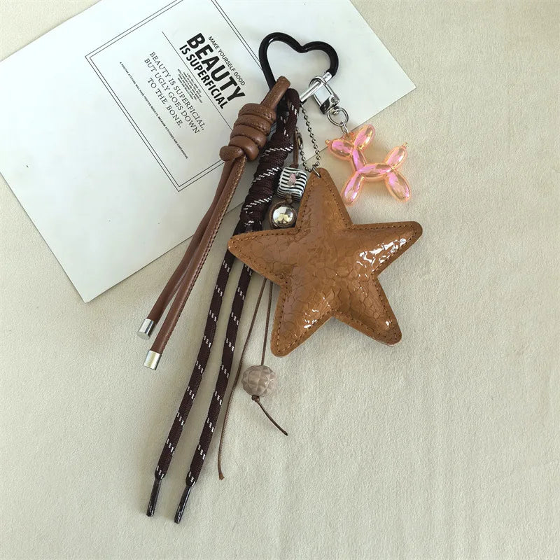 Y2K Leather Star Keychain Dachshund Bag Charm Anti Lost Brown - Tophatter Daily Deals