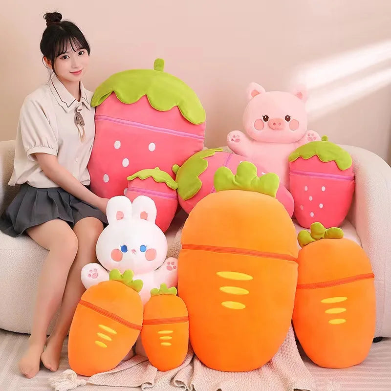 Bunny Taiyaki Plush Toys Cute Strawberry Pig Rabbits Animals - Tophatter Daily Deals