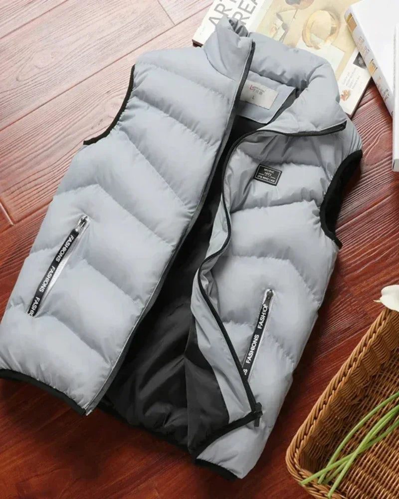 Warm Men’s Puffer Vest - Short Quilted, Polyester, Winter - Tophatter Daily Deals