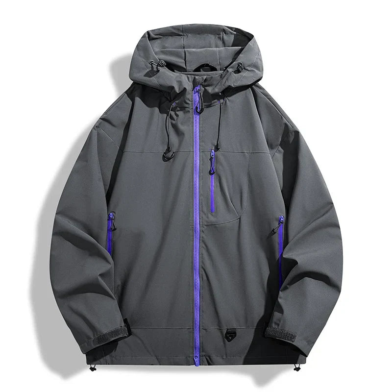 Waterproof Unisex Windbreaker - Hooded Single-Layer, Hiking Dark Gray - Tophatter Daily Deals