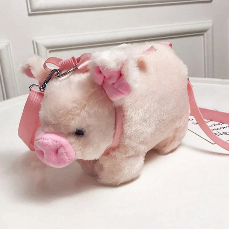 Pink Pig Plush Crossbody Bag Animals - Tophatter Daily Deals