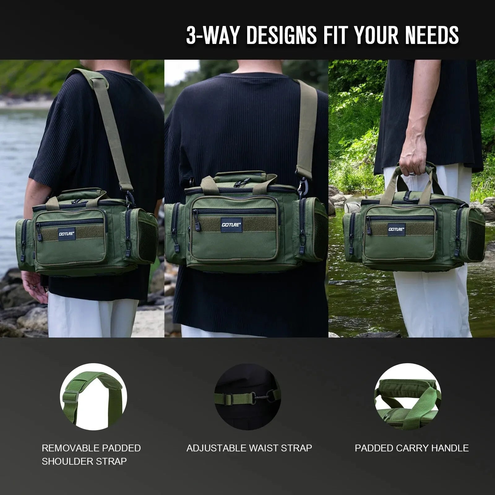 High-Capacity Tackle Shoulder Bag Outdoor Green Duffel Bags - Tophatter Daily Deals