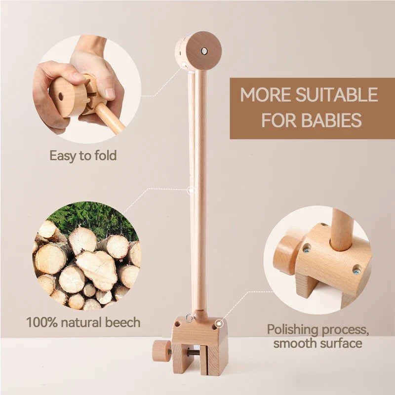 Wooden Baby Mobile Crib Arm Holder Newborn Sensory Toys - Tophatter Daily Deals