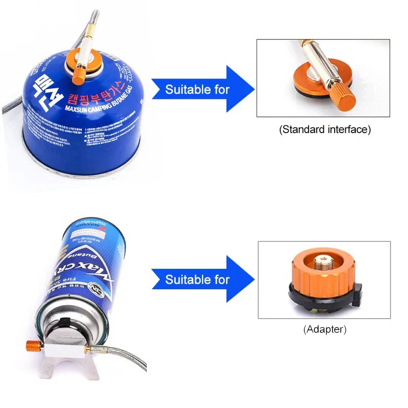 3500W Portable Folding Camping Gas Stove with Adapter Silver Camp Cooking - Tophatter Daily Deals