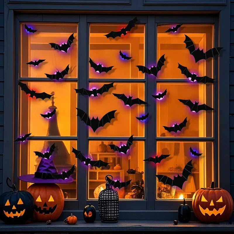 LED Bat Wall Stickers Green 3D Halloween Decor 2025 - Tophatter Daily Deals