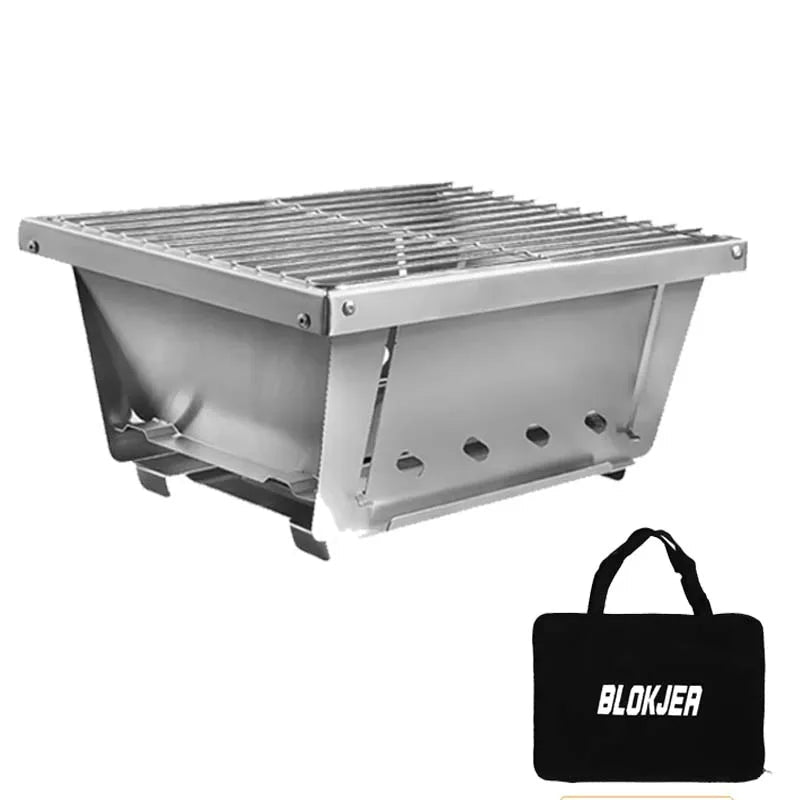 304 Stainless Steel Folding BBQ Grill Camping Stove Silver Outdoor Grills - Tophatter Daily Deals
