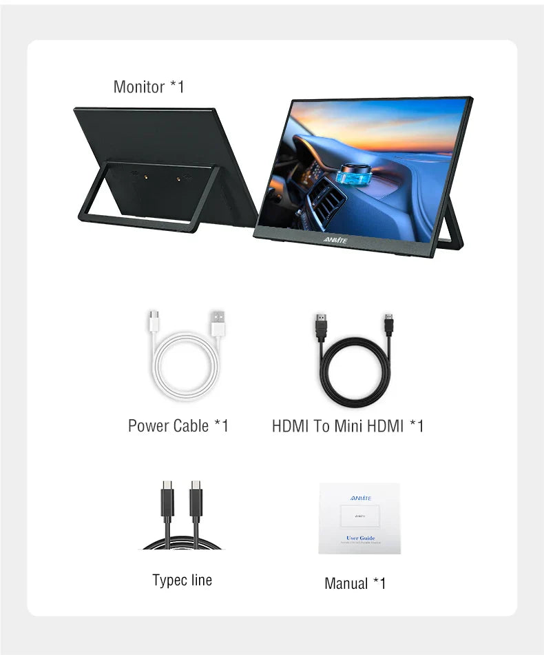 16 Inch Portable Touch Monitor 1920x1200 HDR10 Low Blue - Tophatter Daily Deals