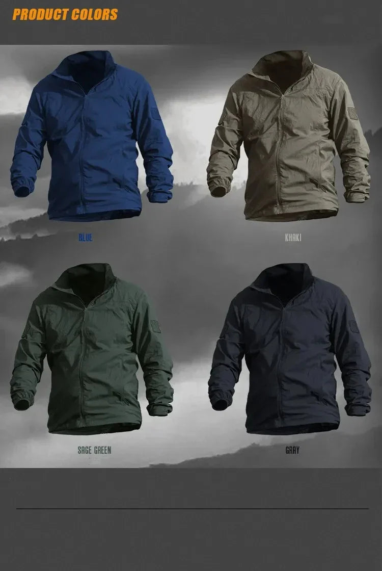 Lightweight Men’s Jacket - Tactical Zip, Polyester, Summer - Tophatter Daily Deals