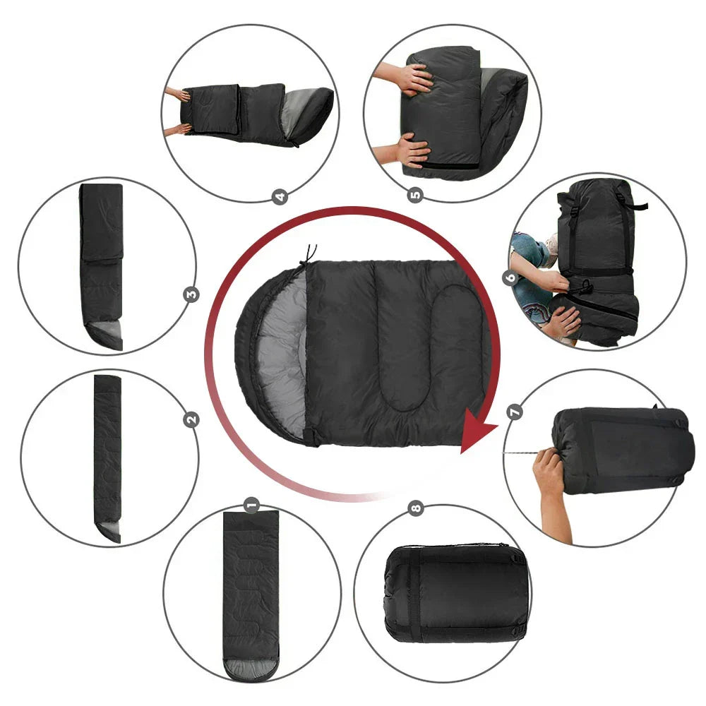 Mummy Sleeping Bag Hollow Cotton Filling Black Sleeping Bags - Tophatter Daily Deals