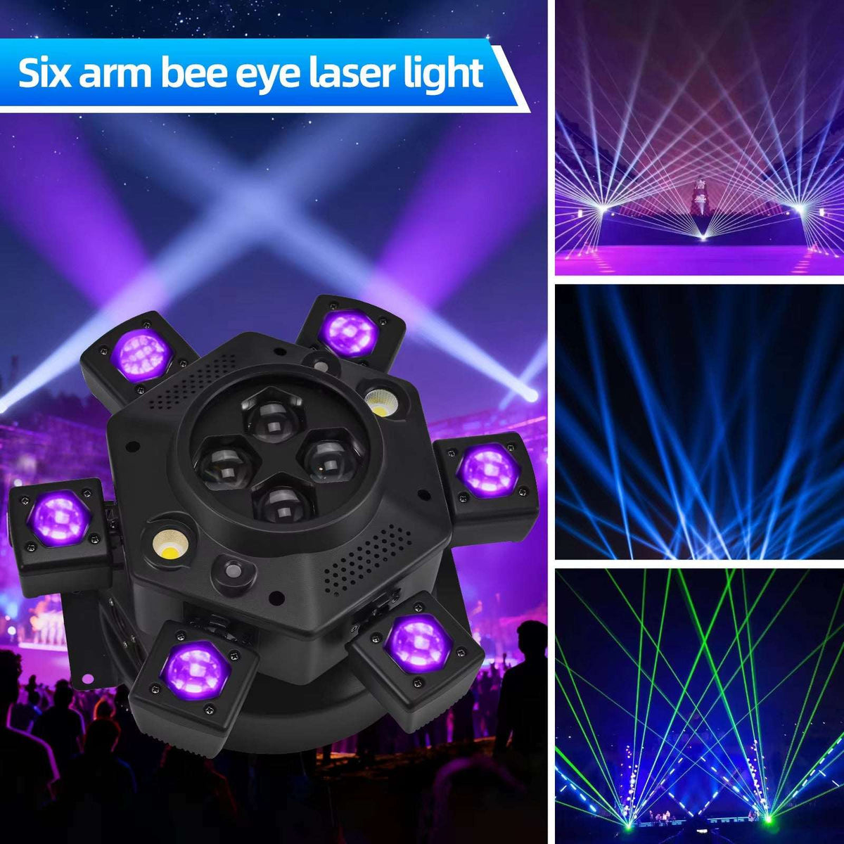 Moving Head Disco Lighting 6 Arms RGBW LED Strobe Lighs Disco Party Lights - Tophatter Daily Deals