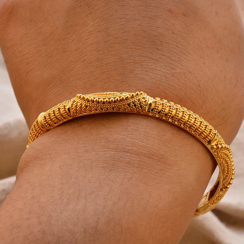 Gold Plated Bangles Luxury Arabic Wedding Bracelet - Tophatter Daily Deals