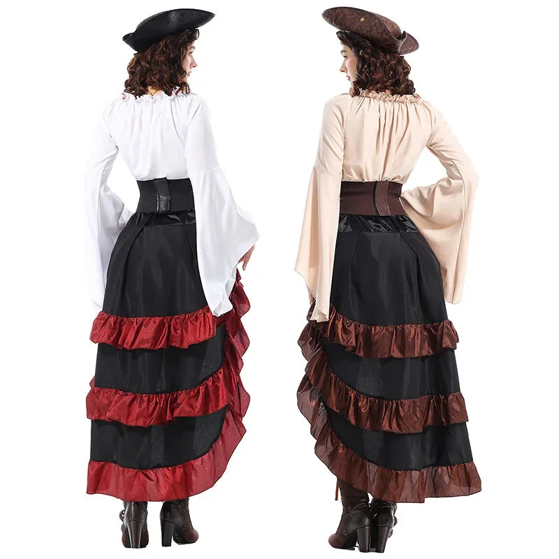 Pirate Costume Corset Dress Halloween Medieval Captain Look - Tophatter Daily Deals