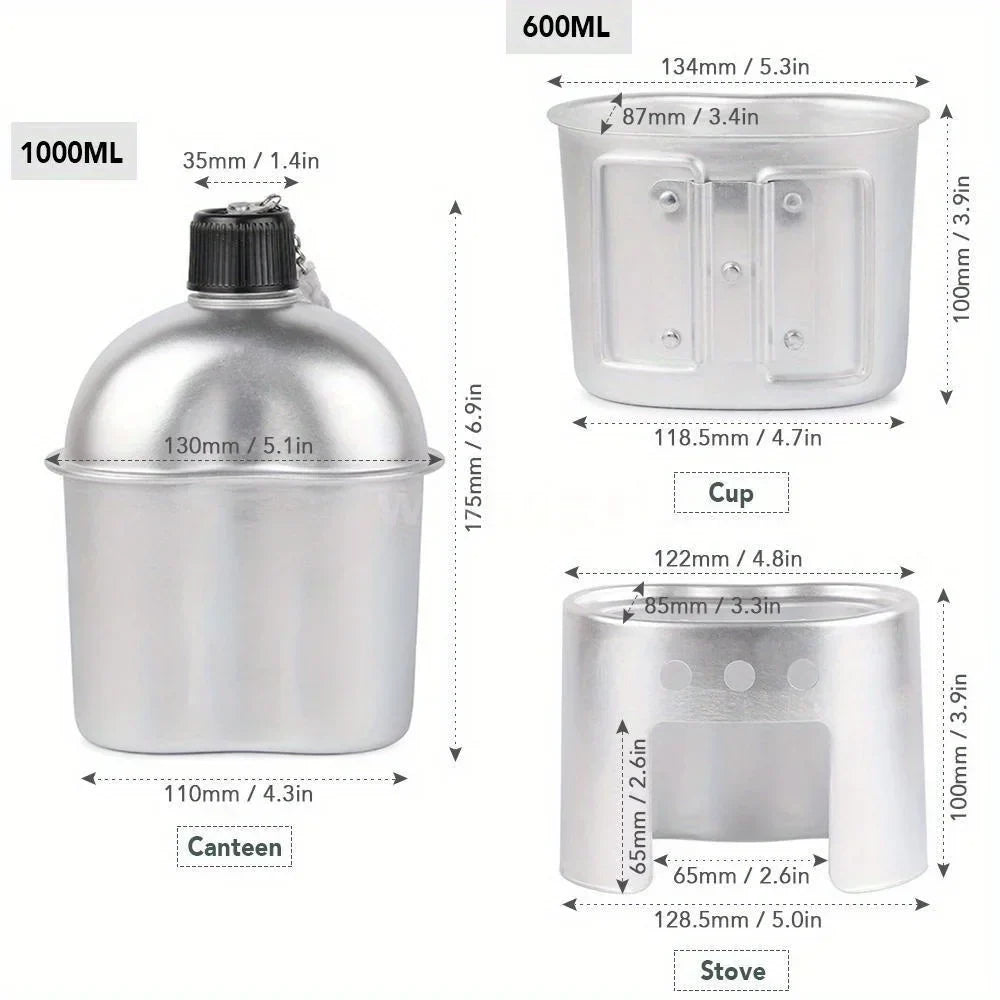 4-Piece Military Cookware Set Silver Camp Cooking - Tophatter Daily Deals