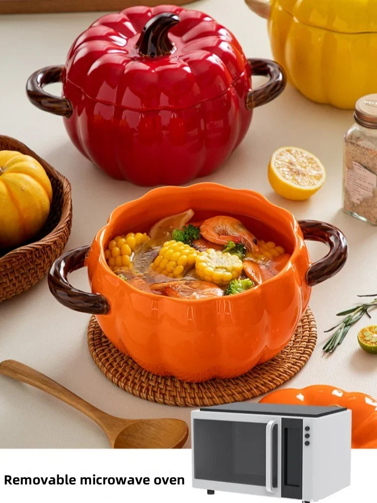 Ceramic Soup Pot Pumpkin Lid Porcelain Large Fall 2025 - Tophatter Daily Deals