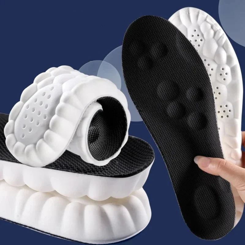4D Massage Insoles Shock Absorbent Breathable Comfort Plantar Fascia Insole Black - Tophatter Daily Deals