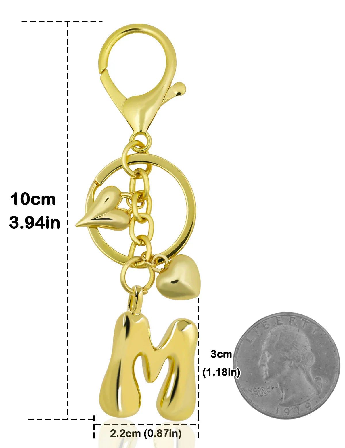 Personalized Keychain Gold Bubble Letter Bag Charm Gift M - Tophatter Daily Deals