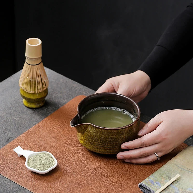 Matcha Tea Set Handmade Pottery Bowl Bamboo Whisk Kit - Tophatter Daily Deals