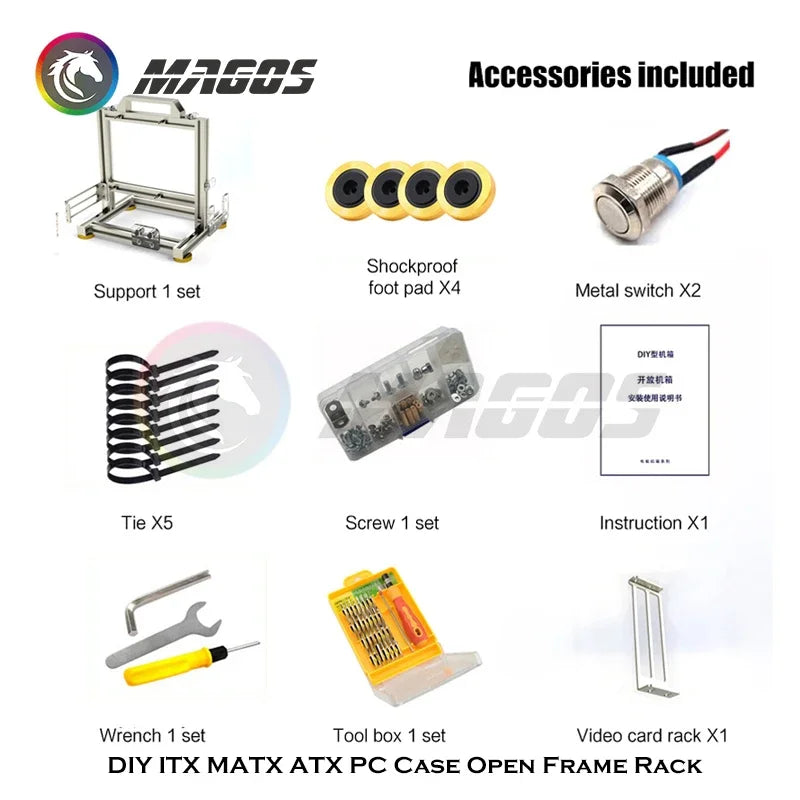 Open Frame PC Case Modular ATX MATX ITX Aluminum Rack - Tophatter Daily Deals